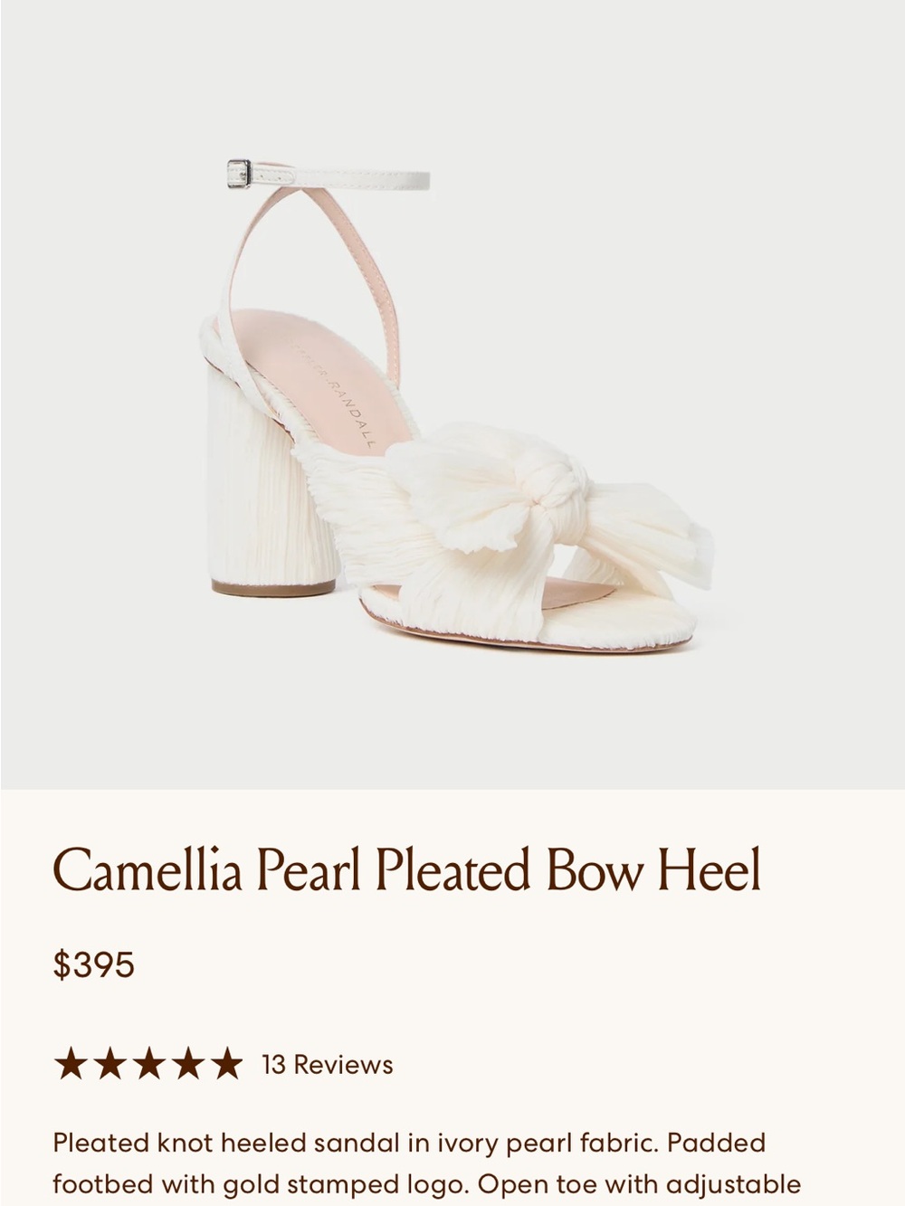 Loeffler Randall Camellia Pearl Pleated Bow Sandal — Ivory